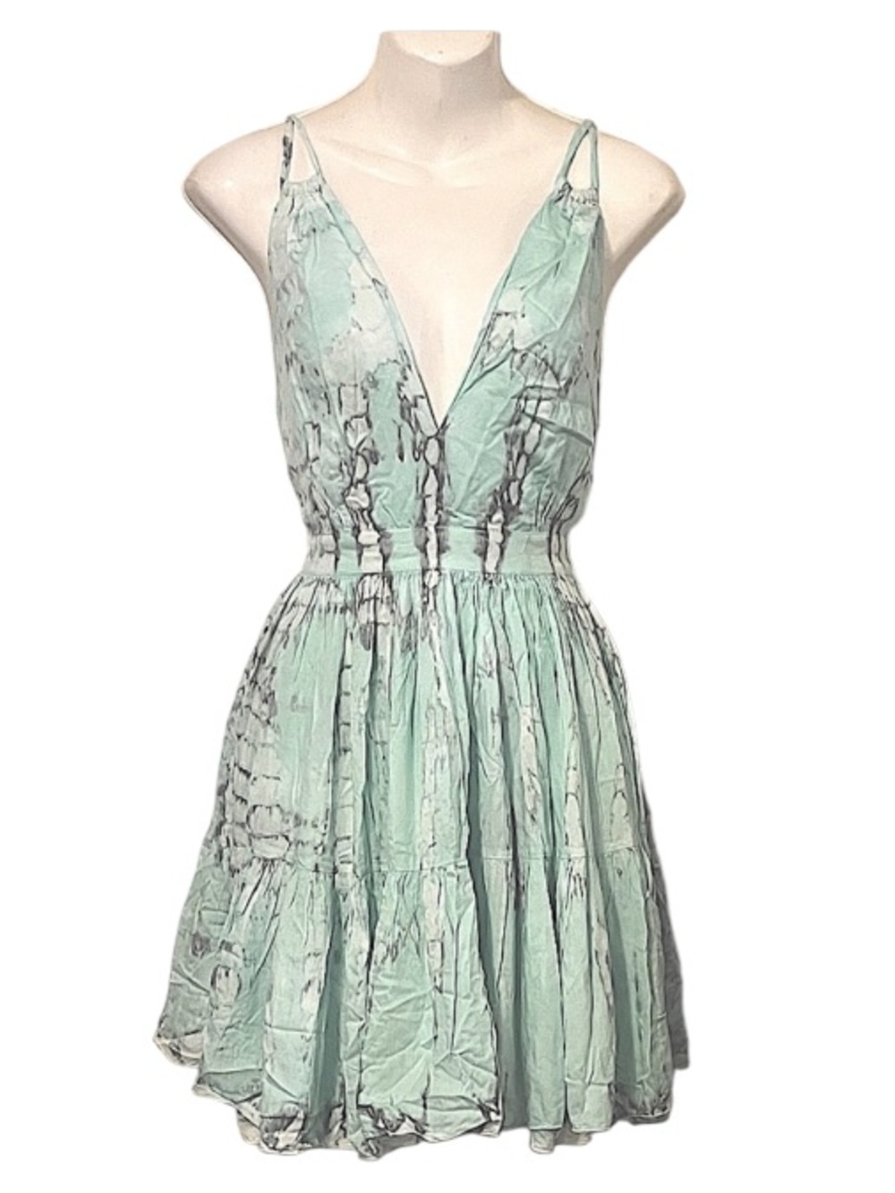 Tiare Hawaii Women’s New With Tag Mint Green Tie-Dye Spaghetti Strap Mini Dress